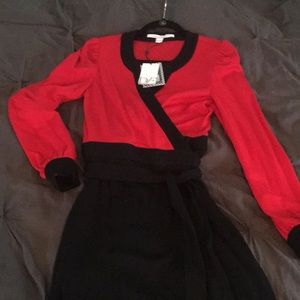 DVF Diane Von Furstenberg red wool wrap dress NWT
